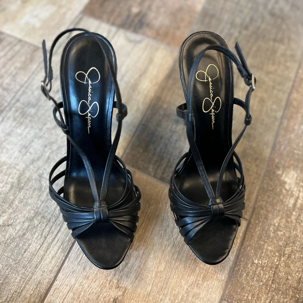 Jessica Simpson Platform Sandal Heels - size 8.5 - Black - Picture 2 of 8